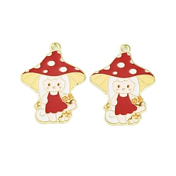 (123L) Белый крем непрозрачный блеск Золотили эмали сплава подвески, без кадмия и без свинца, гриб с девичьим шармом, огнеупорный кирпич, 30x23x1 мм, отверстие : 1.6 мм