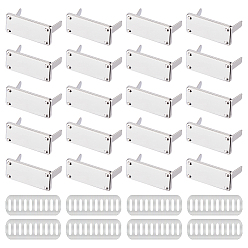 Платина 20шт. декоративные застежки для прямоугольных сумок из цинкового сплава, штамповка пустых тегов, с железными прокладками, платина, 25x12.5x15.5 мм