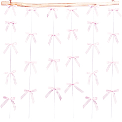 Розовый 6шт. полиэстеровые бантики для подвешивания, для праздничного и праздничного оформления, туманная роза, 2000 мм