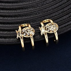 Ананас Серьги-манжеты из циркония, реальный 18 k позолоченный, ананас, 18x16x11.5 мм