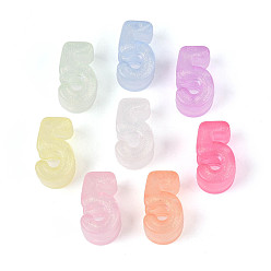 (52) Непрозрачная лаванда Светящиеся матовые прозрачные акриловые бусины, бусины с большим отверстием, число 5, с блеском порошок, светится в темноте, разноцветные, 13~13.5x22~22.5x11.8 мм, отверстие : 6.5 мм, Около 226 шт / 500 г