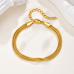 Золотой 304 браслеты из многорядной цепочки-змейки из нержавеющей стали, золотые, 6-3/8 дюйм (16.3 см)