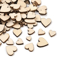 Мокасин 100шт. листов МДФ, незаконченная древесина, сердце, мокасин, 5.5~11.5x5.5~11.5x2~2.5 мм