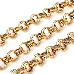 Real 20K Gold Plated 304 кольцевые цепи из нержавеющей стали, несварные, с катушкой, ионное покрытие (ip), реальный 20 k позолоченный, 6x6x3 мм