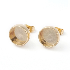 Золотой Латунь настройки серьга, с ушными гайками / серьгами, долговечный, плоско-круглые, золотые, лоток : 10 мм, 12x4 мм, штифты : 0.7 мм