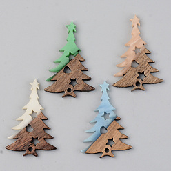 (52) Непрозрачная лаванда Подвески из непрозрачной смолы и ореха, рождественская елка, разноцветные, 38x25x3 мм, отверстие : 2 мм