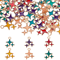 (52) Непрозрачная лаванда 72 шт 6 цвета сплава эмалевые подвески, звезды прелести, золотой свет, без свинца и без кадмия, разноцветные, 18x14x1 мм, отверстие : 2 мм, 12 шт / цвет