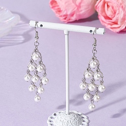 Нержавеющая Сталь Цвет Ромб 304 серьги-подвески из нержавеющей стали с жемчугом-ракушкой, с 316 хирургическими крючками для серег из нержавеющей стали, цвет нержавеющей стали, 74.5 мм