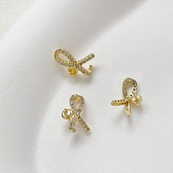 Золотой Латунь с дужками из кубического циркония, за половину пробурено бисера, золотые, 11x8 мм