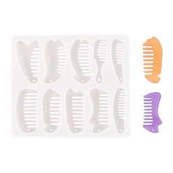 Другие Diy кулон пищевые силиконовые формы, формы для литья смолы, для уф-смолы, изготовление ювелирных изделий из эпоксидной смолы, расческа, 110x127x7 мм, отверстия : 1 mm и 2.5x2.8 мм, внутренний диаметр: 45~48x12~24 мм