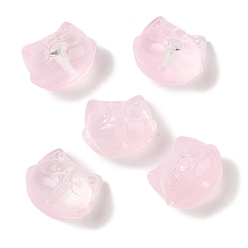 Pink Прозрачная аэрозольная краска стеклянные шарики, кошка, розовые, 12.5x14x11 мм, отверстие : 1.4 мм