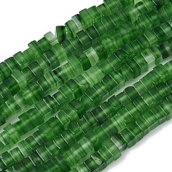 Зеленый Бусы лэмпворк ручной работы, кубические, зелёные, 4~4.5x4~4.5x2.5~3 мм, отверстие : 0.8 мм, около 149 шт / нитка, 15.75'' (40 см)