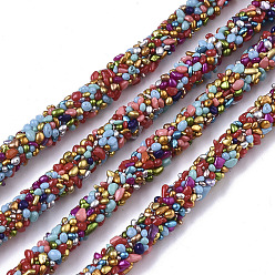 Разноцветный ПВХ трубчатый синтетический резиновый шнур, полая труба, со стеклянной крошкой, красочный, 7 мм, отверстие : 1.6 мм, около 54.68 ярдов (50 м) / пачка