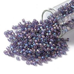 (166DF) Transparent AB Frost Light Tanzanite TOHO Round Seed Beads, Japanese Seed Beads, (166DF) Transparent AB Frost Light Tanzanite, 8/0, 3mm, Hole: 1mm, about 1110pcs/50g