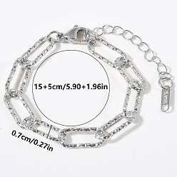 Нержавеющая Сталь Цвет 304 Браслеты из нержавеющей стали в виде цепочек с текстурой скрепки для женщин, не тускнеет, цвет нержавеющей стали, 5.91 дюйм (15 см)