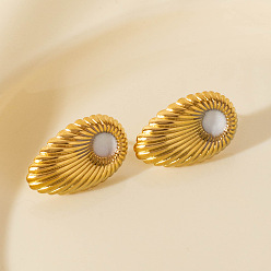 Золотой 304 серьги-гвоздики-капли из нержавеющей стали, с эмалью, золотые, 24x15 мм