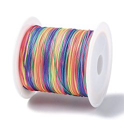 Разноцветный Нейлоновый шнур с китайским узлом, нейлоновый шнур для изготовления украшений, красочный, 0.4 мм, около 28~30 м / рулон