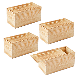 Мокасин 4 шт. ящики для хранения из сосновой древесины с раздвижной крышкой, прямоугольные, мокасин, 20.1x10x9.9 см