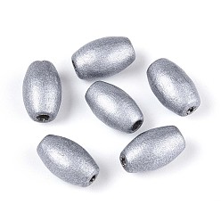 Серебро Окрашенные распылением деревянные бусины Schima, рис, серебряные, 9.5~10x6~6.5 мм, отверстие : 1.8~2 мм