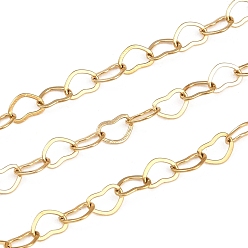 Золотой 304 ссылка цепи из нержавеющей стали сердце, пайки, ионное покрытие (ip), с катушкой, золотые, 3.5x5x0.5 мм