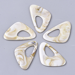 Желтая Старая Ткань  Акриловые подвески, Стиль имитация драгоценных камней, треугольные, старое кружево, 44x27.5x3.5 мм, Отверстие : 10x18 мм , около 274 шт / 500 г