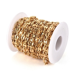 Golden Vacuum Plating 304 Stainless Steel Coffee Bean Chains, with Spool, Unwelded, Golden, Links: 6x3x1mm and 7.5x5x1.5mm, about 32.8 Feet(10m)/roll