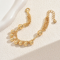 Золотой Старинные железные круглые бусины браслеты с подвесками, браслеты из сетчатой цепочки для женщин, золотые, внутренний диаметр: 7-1/2 дюйм (19 см)