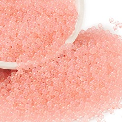 Лосось Светящиеся прозрачные стеклянные круглые бусины, нет отверстий / незавершенного, класс А, salmon, 3~3.5 мм, около 7500 шт / упаковка