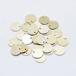 Настоящее золото 18K Латунь прелести, долговечный, реальный 18 k позолоченный, без никеля , щеткой, плоско-круглые, 9x0.4 мм, отверстие : 1 мм