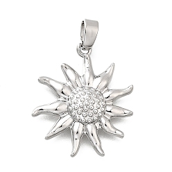 Платина Латунные подвески, прелести подсолнуха, платина, 21x18.5x3 мм, отверстие : 5x3 мм