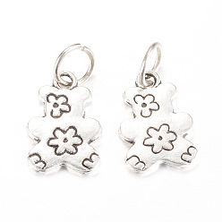 Античное Серебро Сплавочные подвески тибетского стиля, медведь, античное серебро, 17x12x2 мм, отверстие : 5 мм