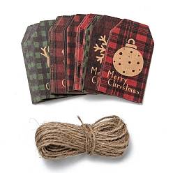 Mixed Color Paper Gift Tags, Hang Tags, with Jute Twine, for Christmas Decorations, Mixed Color, 8.1x4.6x0.05cm, Hole: 4mm, 50pcs/bag