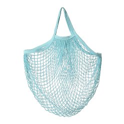 Светло-Синий Портативные пакеты для продуктов из хлопковой сетки, многоразовая сетчатая сумка для покупок, голубой, 48.05 см, сумка: 38x36x1 см.
