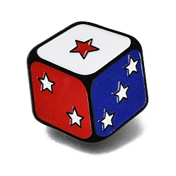 Dice Эмалированные броши ко Дню независимости, Черные металлические застежки для значков на лацкан для рюкзака или одежды, звёздные игральные кости, 30x28.5 мм