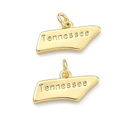 Настоящее золото 18K Латунные подвески, самородки со словами «теннессийские обереги», долговечный, стойки покрытие, без свинца и без кадмия, реальный 18 k позолоченный, 10x20x2.5 мм, Перейти кольцо: 5x1 мм, 3 мм внутренним диаметром