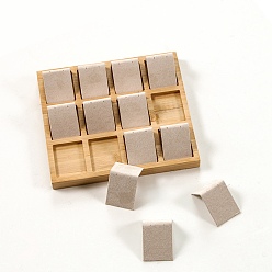 Гейнсборо 12-слотовый лоток для бамбуковых сережек, с бархатным держателем дисплея, прямоугольные, светло-серые, 19x20.5x3.5 см