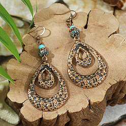 Teardrop Серьги-подвески из сплава и смолы в богемном стиле, Красная медь, слеза, 71x30 мм