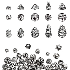 Античное Серебро Тибетский сплава типа 3 отверстие гуру шарики, слеза, античное серебро, 10.5~19x7.5~11x8~12 мм, отверстие : 1.4~2 мм