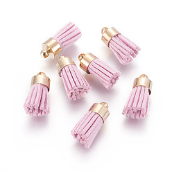 Бледно-Розовый Подвески из замшевого шнура, с латунной фурнитурой , золотые, розовый жемчуг, 16~19x7 мм, отверстие : 1 мм