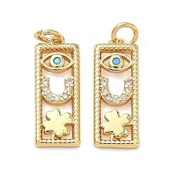 Настоящее золото 18K Латунные микро проложить кубического циркония подвески, обереги от сглаза/клевера/подковы, без свинца и без кадмия, стойки покрытие, долговечный, реальный 18 k позолоченный, 17x7x2 мм, Перейти кольцо: 4x0.8 мм, внутренний диаметр: 2.5 мм