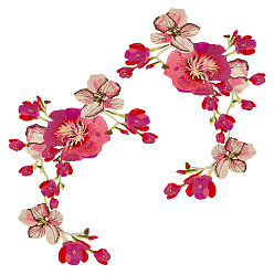 Красный Нашивки на одежду из полиэстера, цветок, красные, 500x325x1 мм