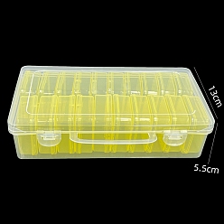 Желтый 20 пластиковый чехол-органайзер с слотами, контейнеры для бисера, прямоугольные, желтые, 22x13x5.5 см, маленькая коробка: 5.5x5.5x2 см