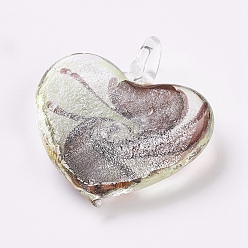 (52) Непрозрачная лаванда Подвески лэмпворк ручной работы, сердце, разноцветные, 49x45x10 мм, отверстие : 6.5 мм