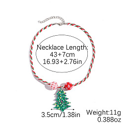 Рождественская елка Рождественские акриловые подвески из полиэфирного шнура с цепочками на концах из сплава, платина, зелёные, рождественская елка, 16.93 дюйм (43 см), Кулон : длиной 35 мм 