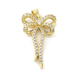 Настоящее золото 18K Стойка металлическая латунная микропрофилированная кубическая циркония подвески, бантом, долговечный, без кадмия и без свинца, реальный 18 k позолоченный, 32.5x19.5x6 мм, отверстие : 3.5x3 мм