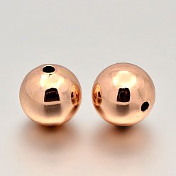 Rose Gold Brass Round Beads, Rose Gold, 10mm, Hole: 1.8mm