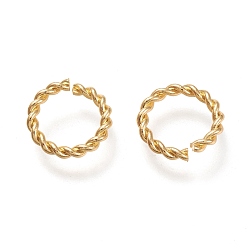 Настоящее золото 18K Латунные витые открытые прыжковые кольца, круглые, реальный 18 k позолоченный, 13 датчик, 12x1.8 мм, внутренний диаметр: 9 мм