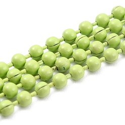 Желто-Зеленый Латунные шариковые цепи ручной работы, пайки, с катушкой, желто-зеленый, 3 мм, 32.8 футов (10 м) / рулон