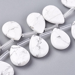 Говлит Синтетических Говлит бисер нитей, сверху просверленные бусы, граненые, слеза, 15~16x12~12.5x5 мм, отверстие : 0.6 мм, около 25 шт / нитка, 15.55 дюйм (39.5 см)