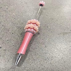Pink Пластиковая шариковая ручка, ручка из нержавеющей стали с бусинами, для индивидуальной ручки своими руками, розовые, 143.5x20x20 мм